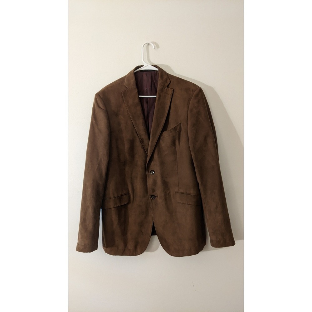 Zara Men Faux Suede Classic Blazer, Size 42, Two Button